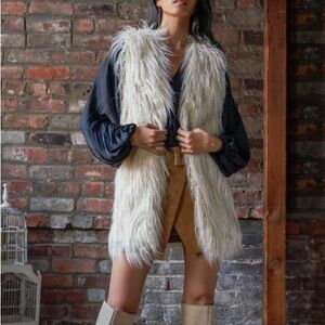 Free People Starlight Mongolian Faux Fur Shag Vest
